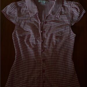 Kimchi Blue Pink and White Striped Button Down Shirt